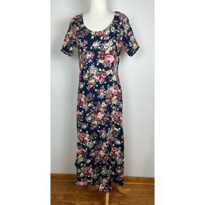 Vintage Floral Rayon Dress Milkmaid Fairy Romantic USA Up Front & Back Size M L